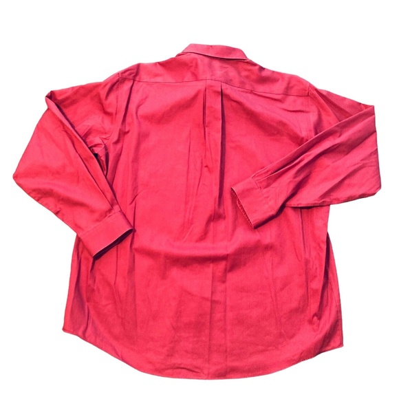 LL Bean Mens Red Button Down Long Sleeve wrinkle resistant Shirt Size L - Picture 7 of 8